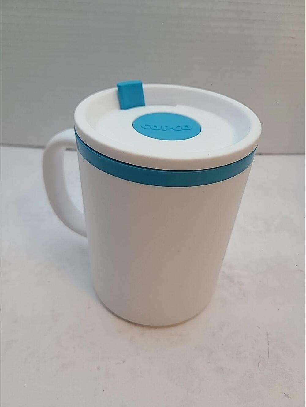 Copco Iconic Desk Mug, 16 Fluid Ounce White And Blue With Handle New
